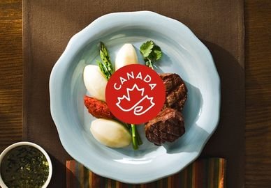 Plate of Halal food with the Canada Brand logo