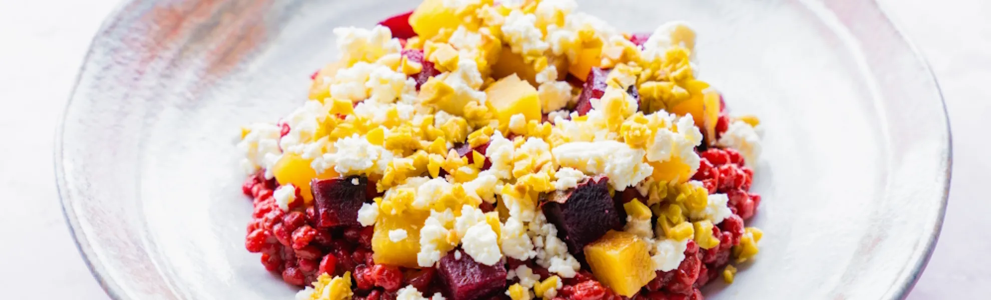 Creamy Orgetto, Confited Colorful Beets, Feta, Green Olives