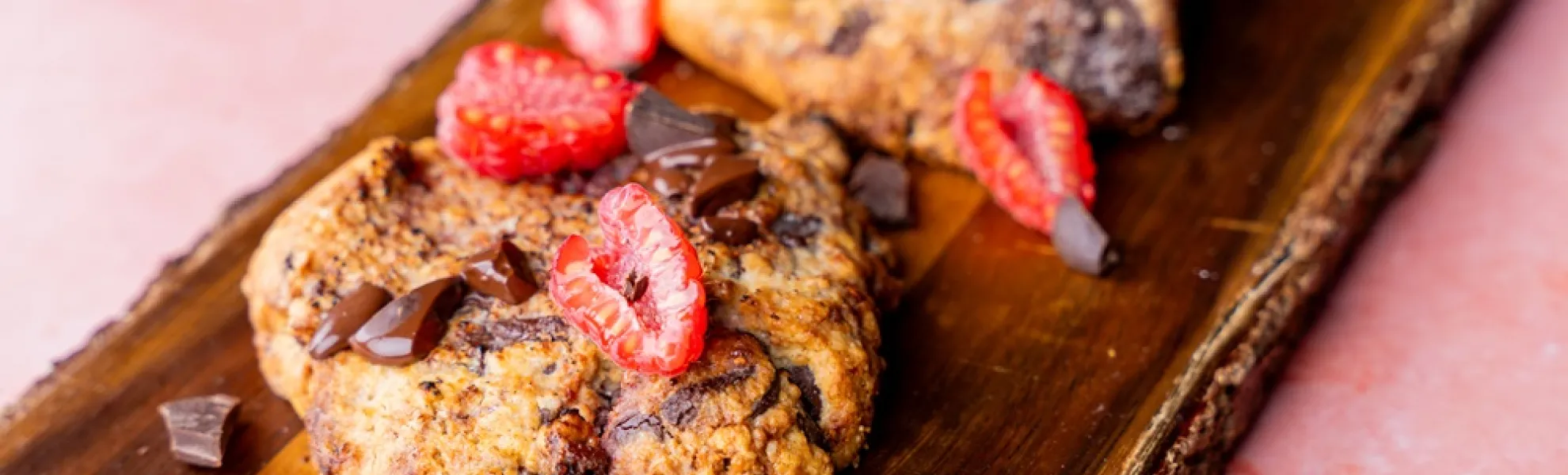 Giant Oatmeal Cookies with Raspberries and Chocolate
