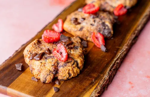 Giant Oatmeal Cookies with Raspberries and Chocolate