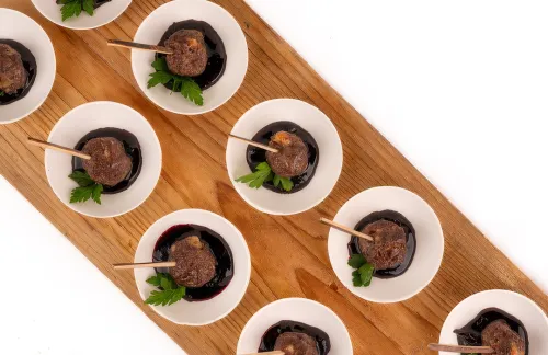 Bison Meatballs with Saskatoon Berry Gastrique